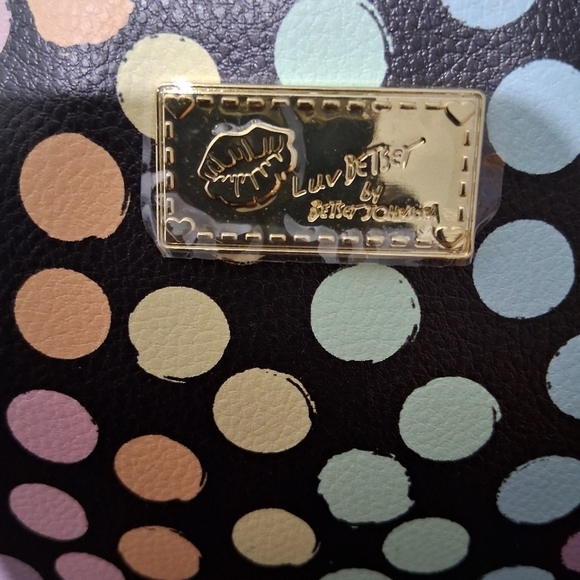 Betsey Johnson Pastel Polka dot Crossbody Purse/Clutch. - Picture 4 of 10